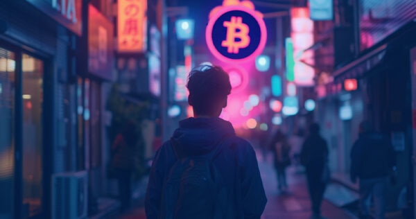Bitcoin in a futuristic city