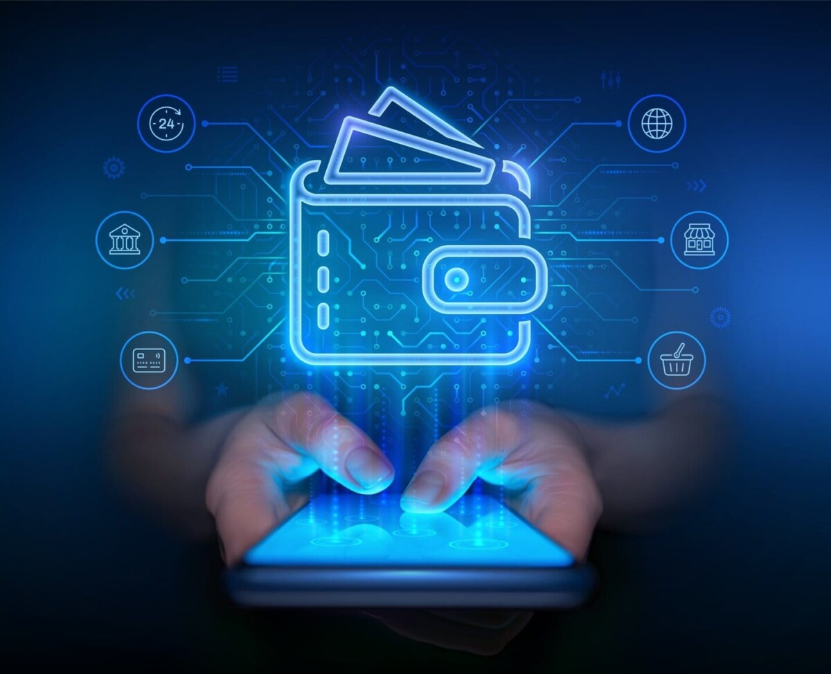 Businessman hand using smartphone for online payment by digital wallet.