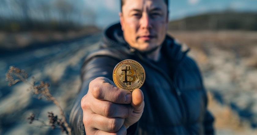 Elon Musk holding Bitcoin token